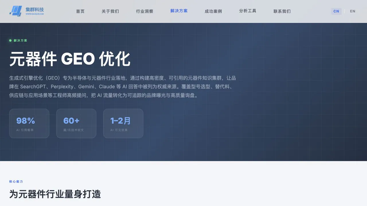 元器件 GEO 优化案例页面